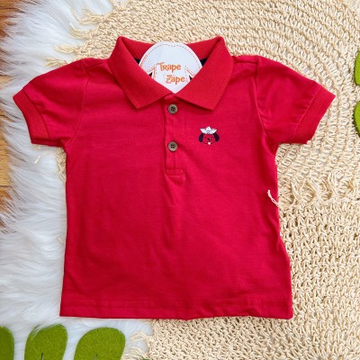 Conj. Camisa Gola Polo Doguinho e Bermuda Âncoras - Vermelho e Marinho